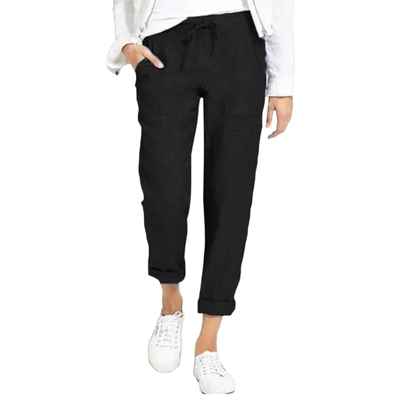 Spring Summer Solid Color Elastic Waist Pencil Pants Multiple Colour Lacing Trousers Simplicity Casual Fashion Women Clothing