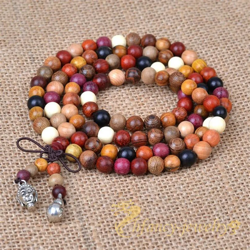 

8mm Multicolor Sandalwood Bracelet Adjustable Classic Beaded Men's Jewelry Lovers Bangle Artisan Unique Mala