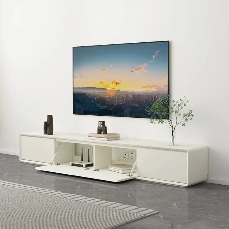 

White Solid Wood Tv Stand Modern Coffee Table Universal Designer Tv Cabinet Home Floor Meuble Television Salon Furniture