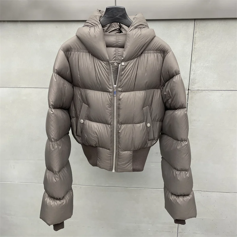 Damska kurtka puchowa Zima 2025 nowa zapinana na zamek, dopasowana, z kapturem, płaszcze puchowe wypełnione 90% białym puchem kaczym, gruby płaszcz, damska kurtka zimowa