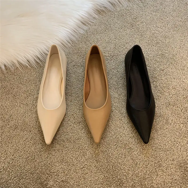 Moccasins Normal Leather Casual Pointed Toe Black Low Heel Elegant Ladies Summer Footwear Shoes for Women 2024 Shoe Wholesale E