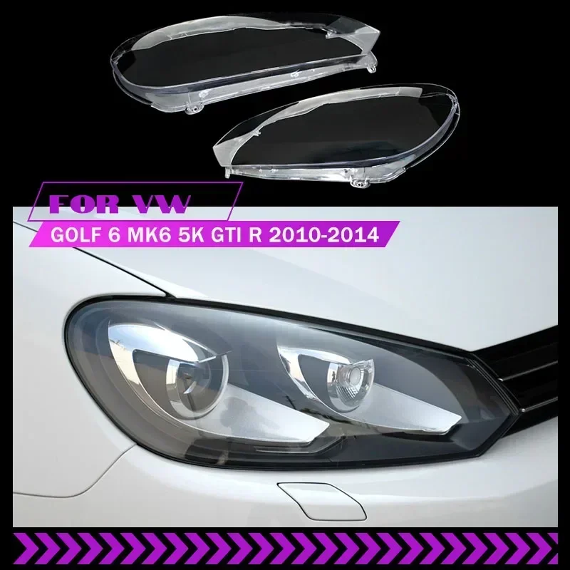 

1 Left/Right Car Front Headlight Lens Covers For VW Golf 6 MK6 GTI R 2010-2014 Transparent Lampshade Headlamp Shell Dust Cover