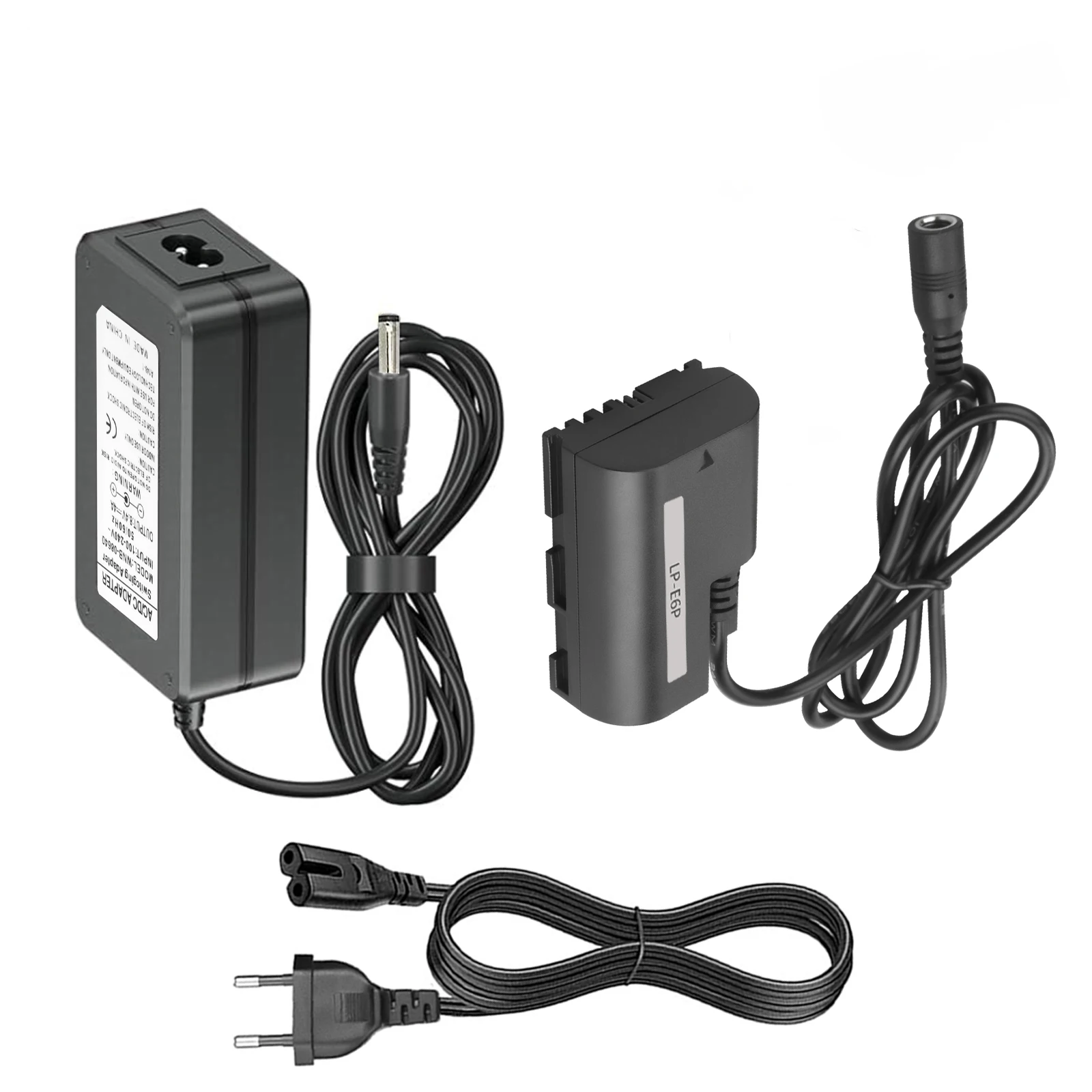 New LP-E6P LPE6P Dummy Battery AC Power Adapter Kit for Canon EOS R5 Mark II,R5,R6,R7,R, 5DS R,6D,7D 80D 90D 5D Mark II Mark III