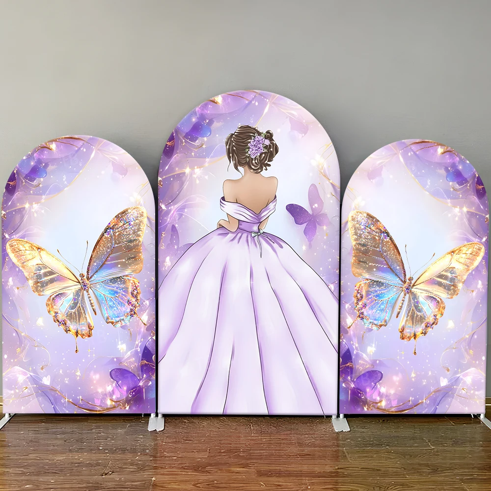 

TB Quinceanera 15 Year Arch Backdrop Cover Princess for Girls Birthday Party Decor Photography Background Wall Elastic Fabric