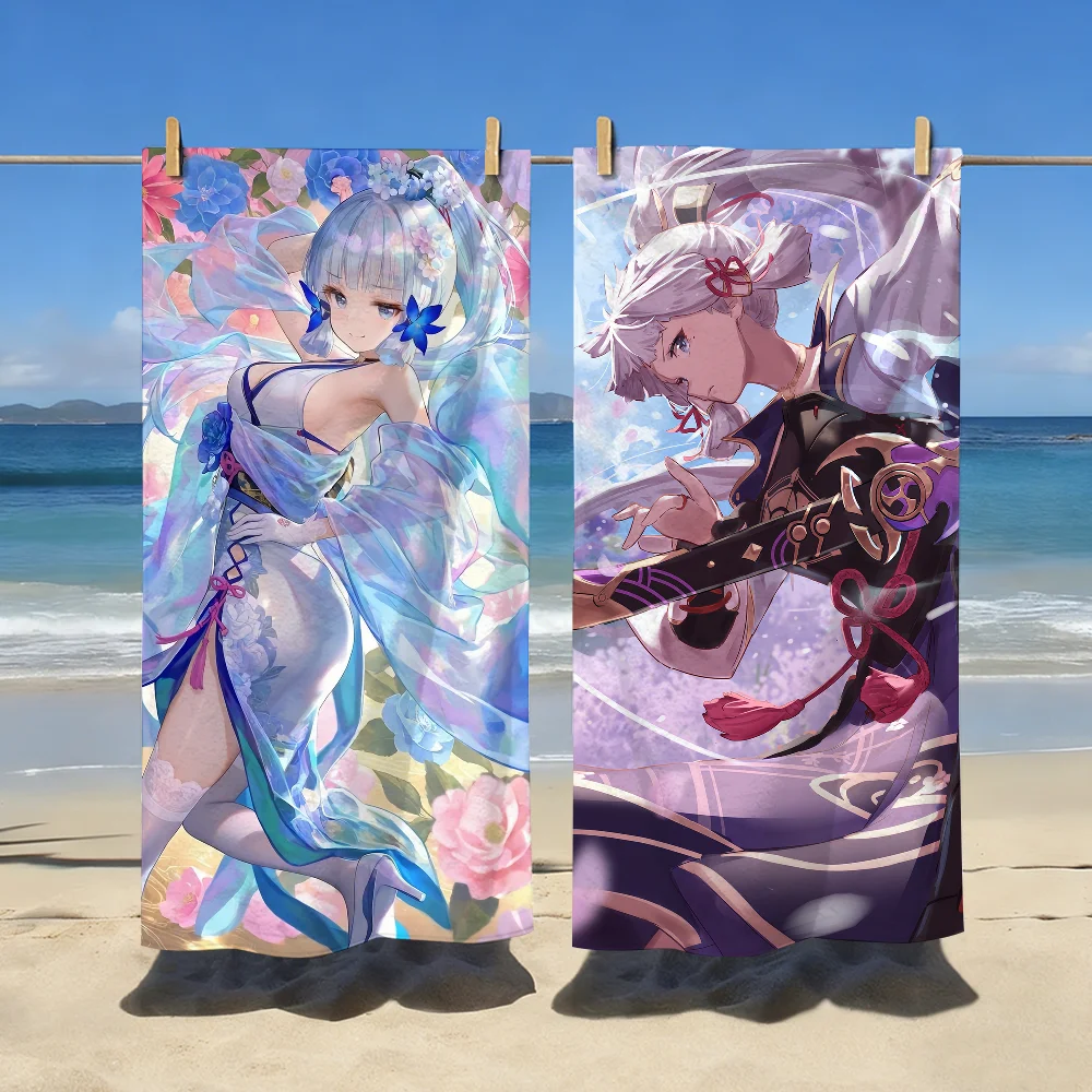 Genshin Impact Kamisato Ayaka Towel For Swim Yoga Gym Quick Drying Soft and skin-friendly Beach Towels All-Season