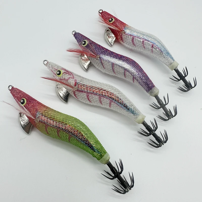 wooden Shrimp lure1.8# 2.2# 2.5#  YAMA UV octopus cuttlefish Wooden Egi Shrimp fishing squid Hook jig lure