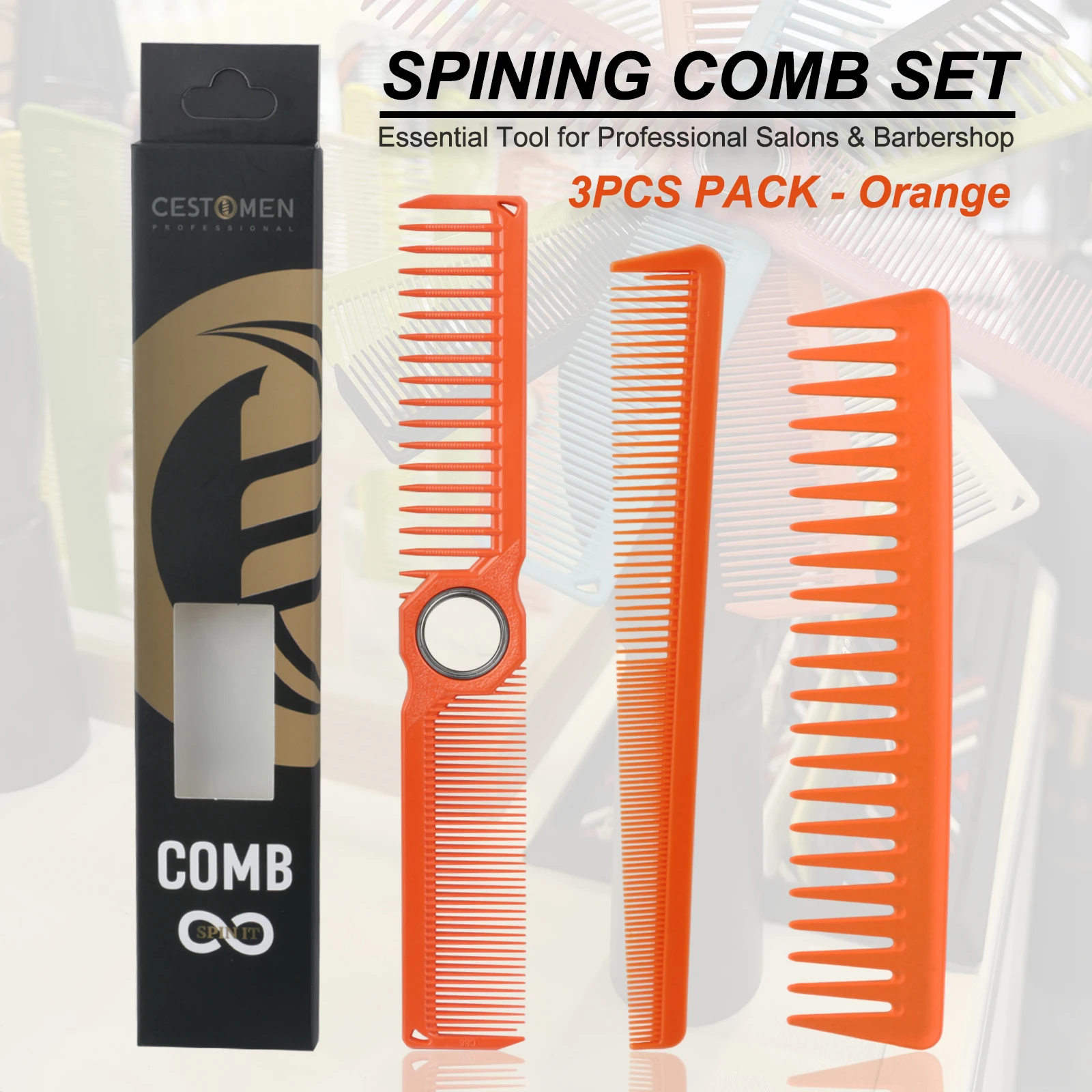 3PCS Set Barber Comb Professional Fade Hair Comb Anti-Static Wide Teeth Oil Head Detangling Hair Comb Salon Hairdressing Tools ﻿