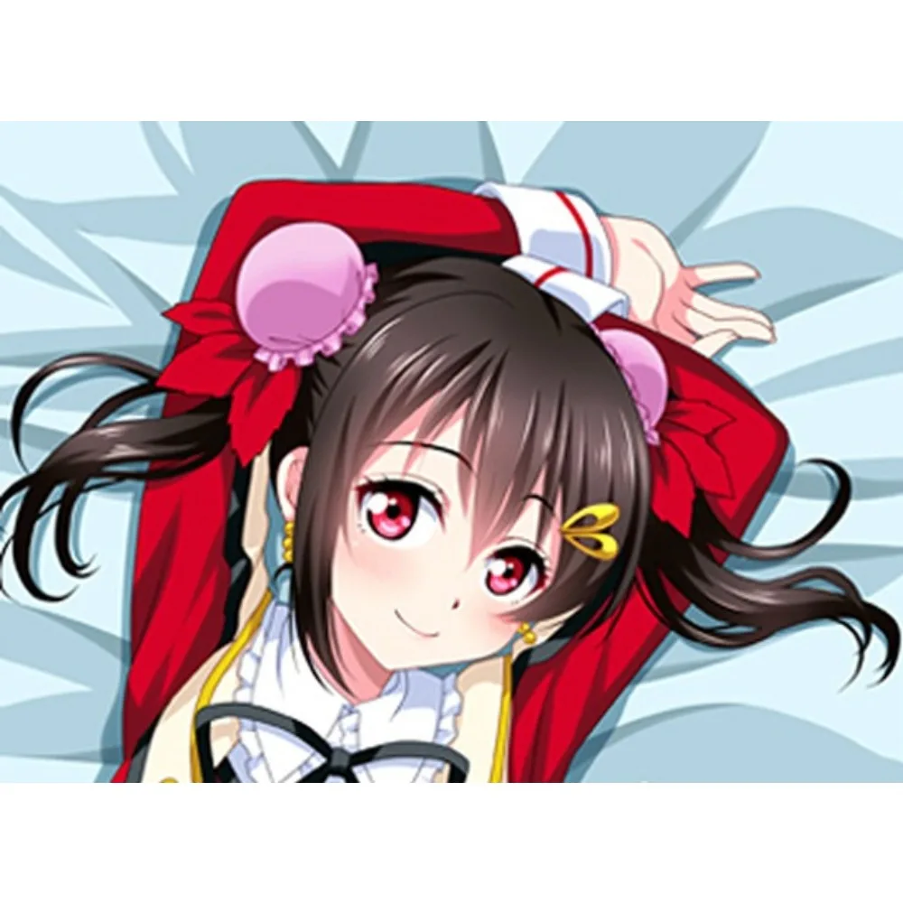 Cute Dark Brown Twin Tail Anime Girl Nico Yazawa Dual Side Pattern Body Pillow Case Skin-friendly Fabric Cushion Cover