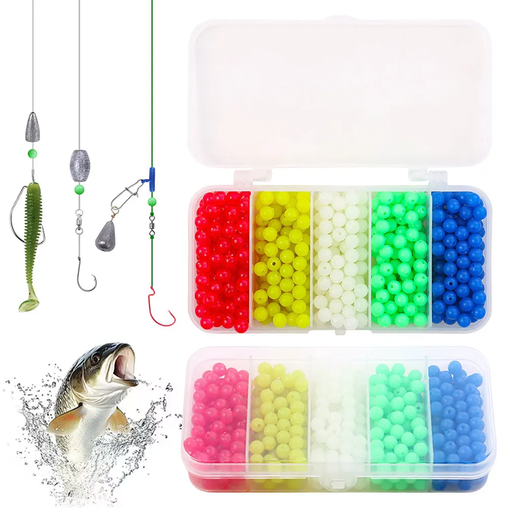 

2026 New Night Luminous Fishing Hard Beads 500 pcs Fishing Line Beads Fishing Rig Beads Fishing Tackles Accessories