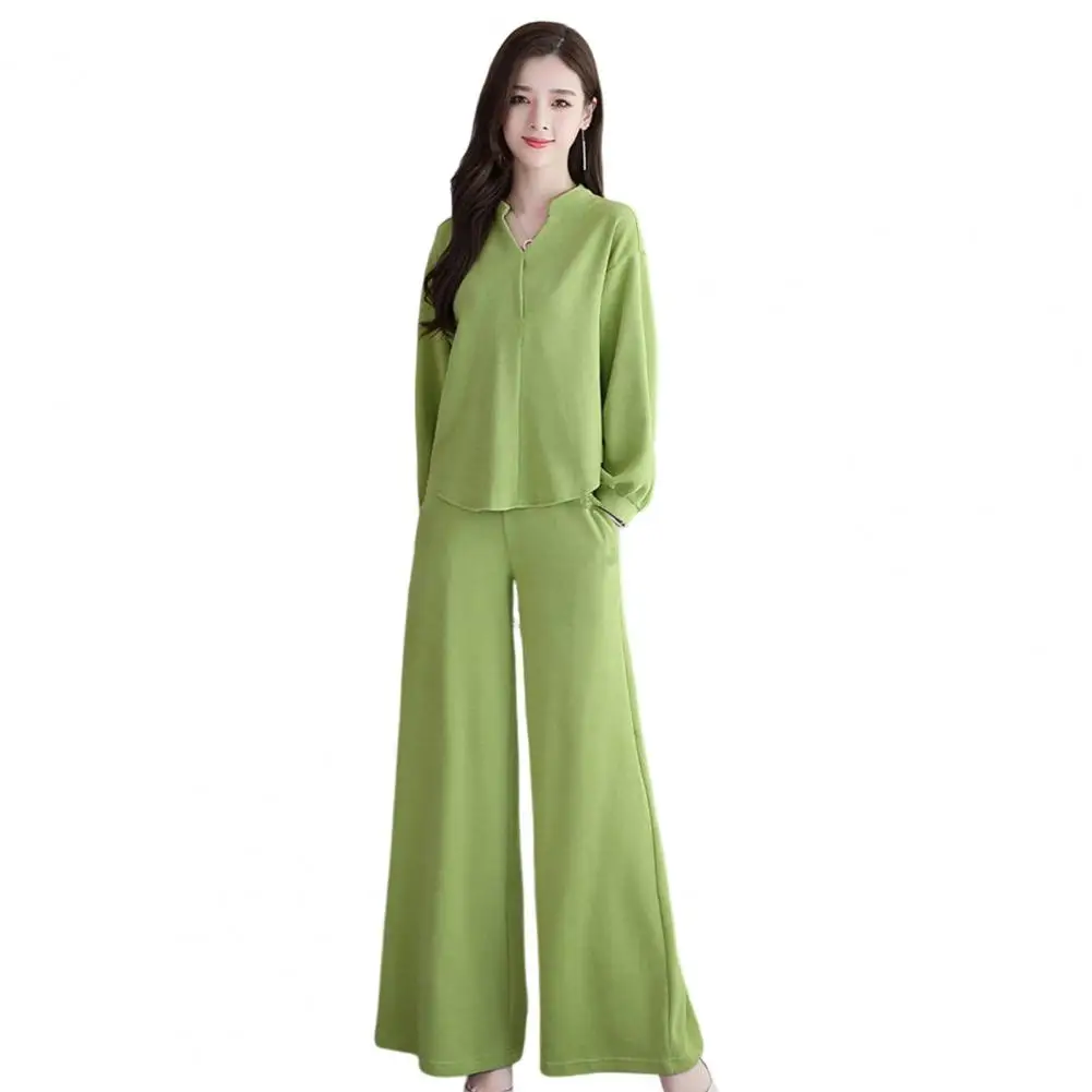 Women\'s Suits 2021 Spring Autumn New Fashion Korean Style Loose Tops Wide Leg Pant Two Piece Set Women Plus Size Clothing Ladies