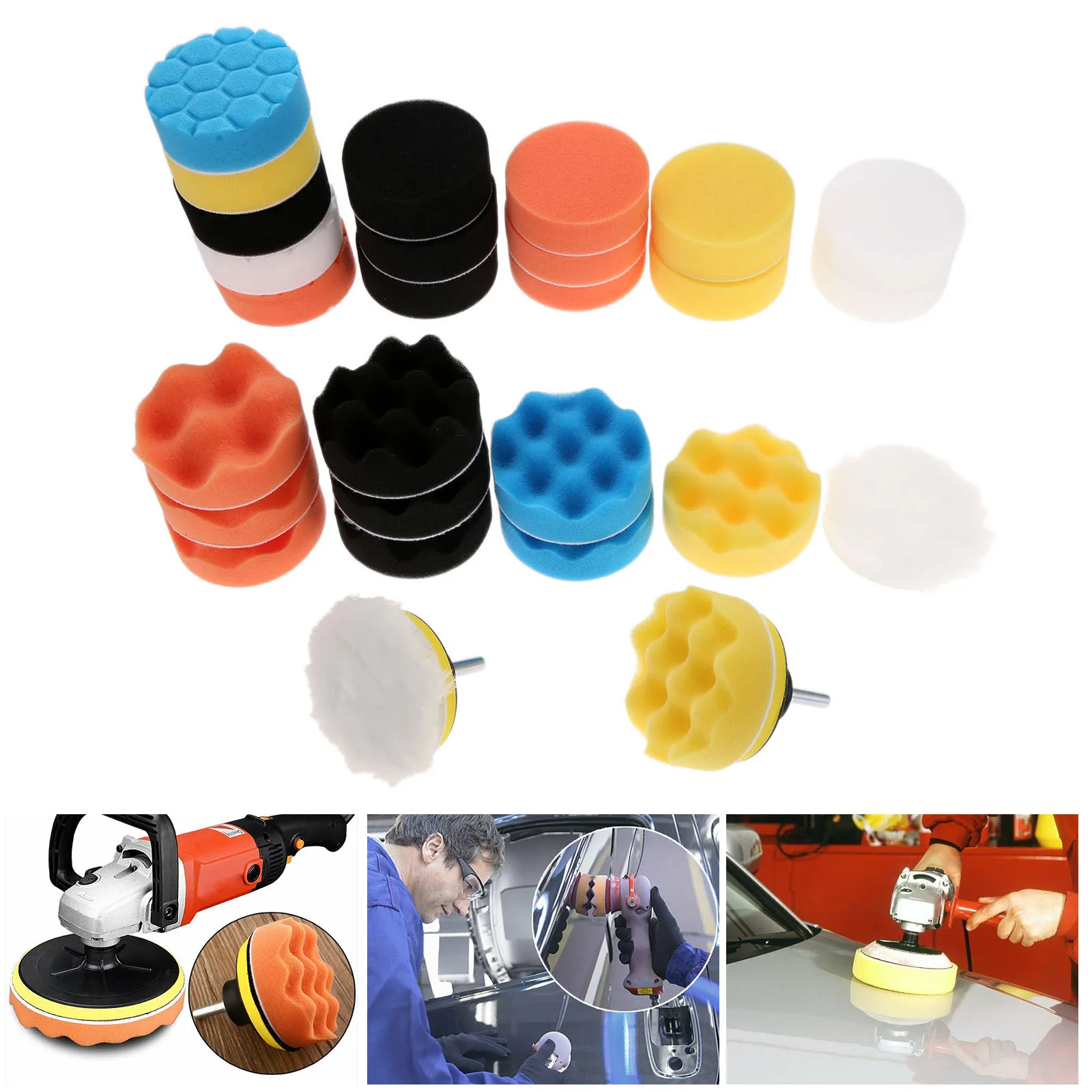 

Yetaha 31Pcs 3 Inch Car Foam Drill Polishing Pad Kit Polisher Buffing Pads Sponge Set Car Detailing Cleaning Wheel