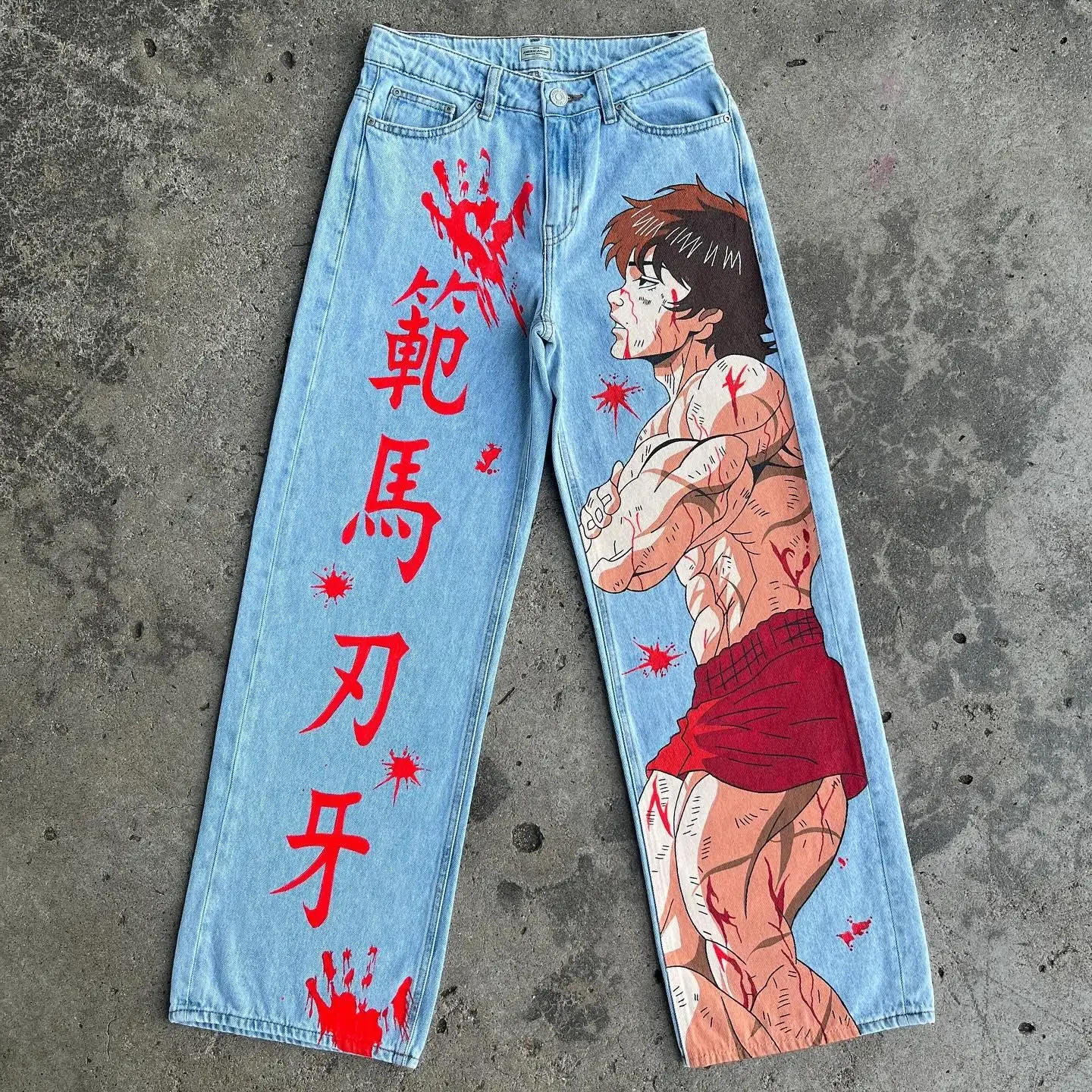 Y2K Jeans Harajuku Anime Graphic wide leg jeans Jeans Streetwear Men Women 2024 new Japanese Style High Waist Wide Trouser Pants