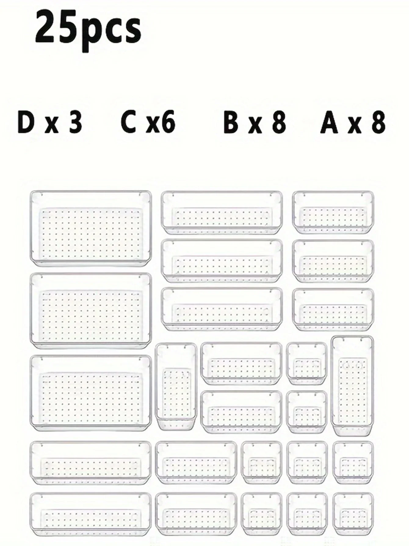Набор ящиков для хранения ящиков, 25 шт., многофункциональный набор органайзеров для ящиков из прозрачного пластика, органайзеры для разделителей ящиков и ящик для хранения