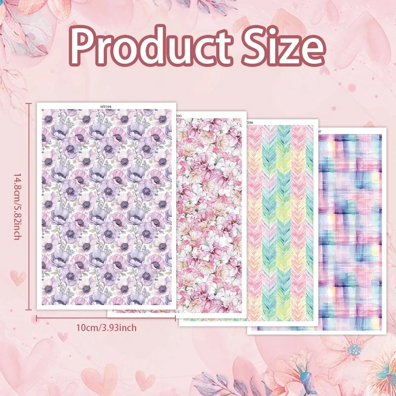 Polymer Clay Transfer Paper Colored Flower Blossom Abstract Pattern Doodle Background Decal for DIY Jewelry Earring Pendant