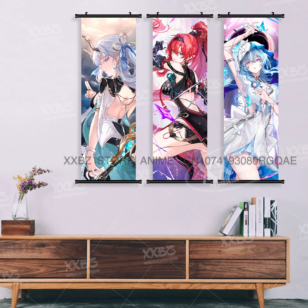 Mundo aberto 3d act jogo wuthering ondas decoração de casa pendurado pintura cartaz lona arte da parede impressão rolagem imagem sala estar