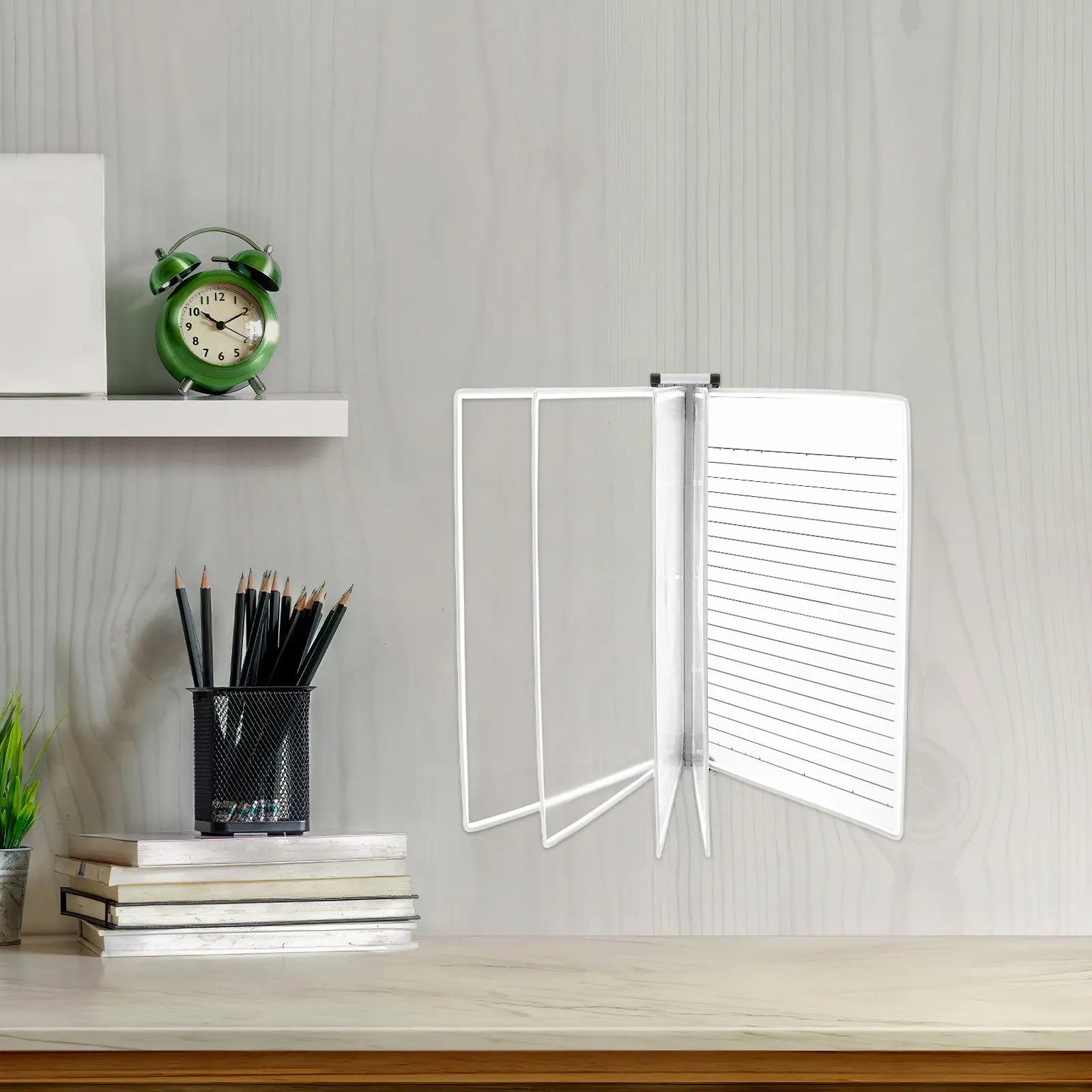 

Wall Mounted Document Display Rack 5 Panels Double-Sided Office Binder Organizer Wall Reference Display Rack Hanging File Folder