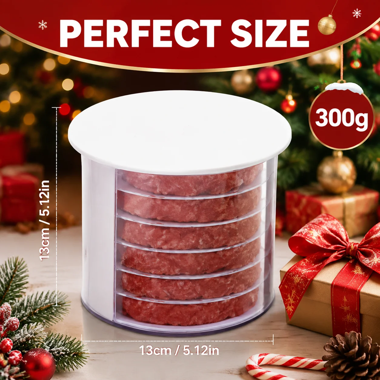 Multi-Layer Burger Patty Maker with Storage Container, Non-Stick Hamburger Press Mold, Freezer-Safe Meat Patty Box for BBQ Kitch