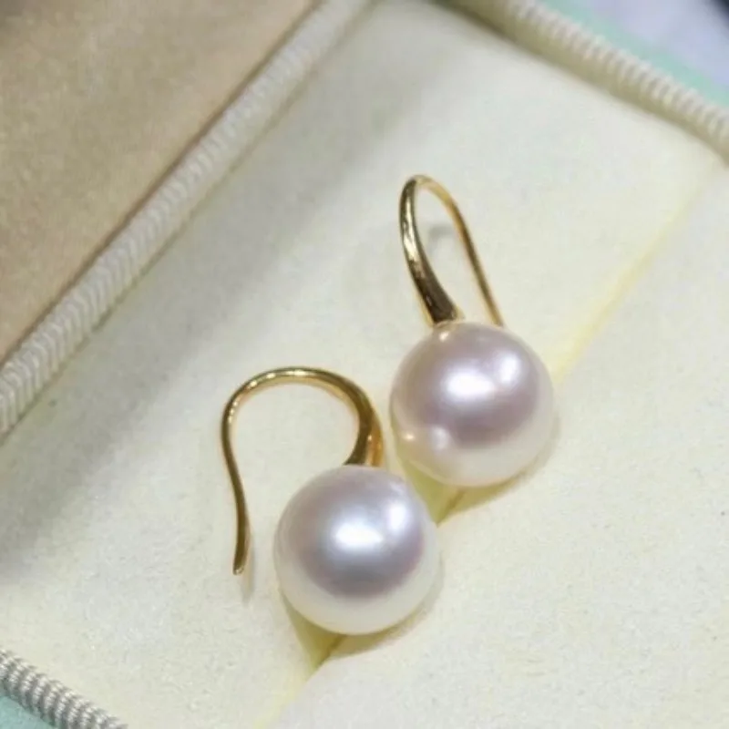 Charming White Cultured Sea Pearl Earrings Free Shipping for Women Classic 925 Sterling Silver Jewelry Gold Stud Earrings