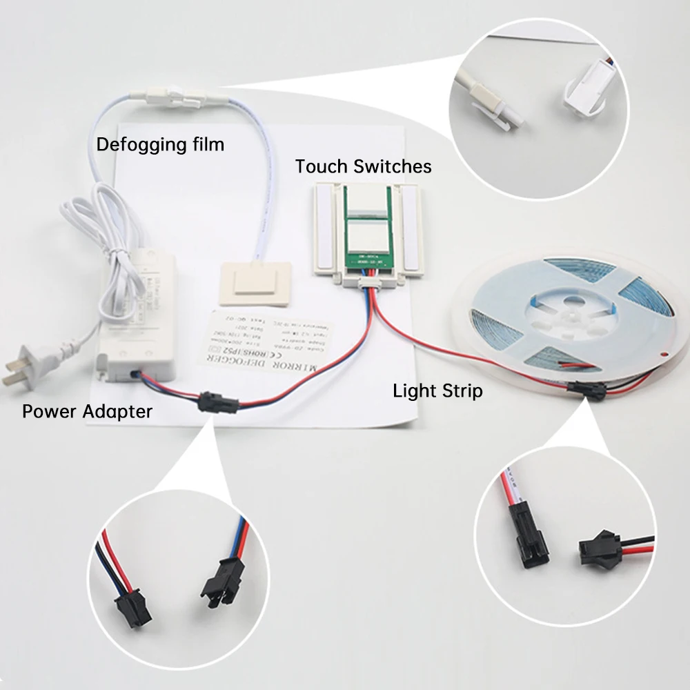 Smart Inductive Dimmer Switch DC12V 5A 60W LED Briver LED Double Touch Button Defogger Switches for Bathroom Mirror Light