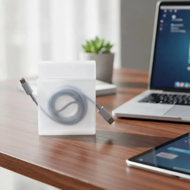 Rotatable Cable Winder Box Round Portable USB  for Headphone Data Charger Cable Home Desk Storage Solution