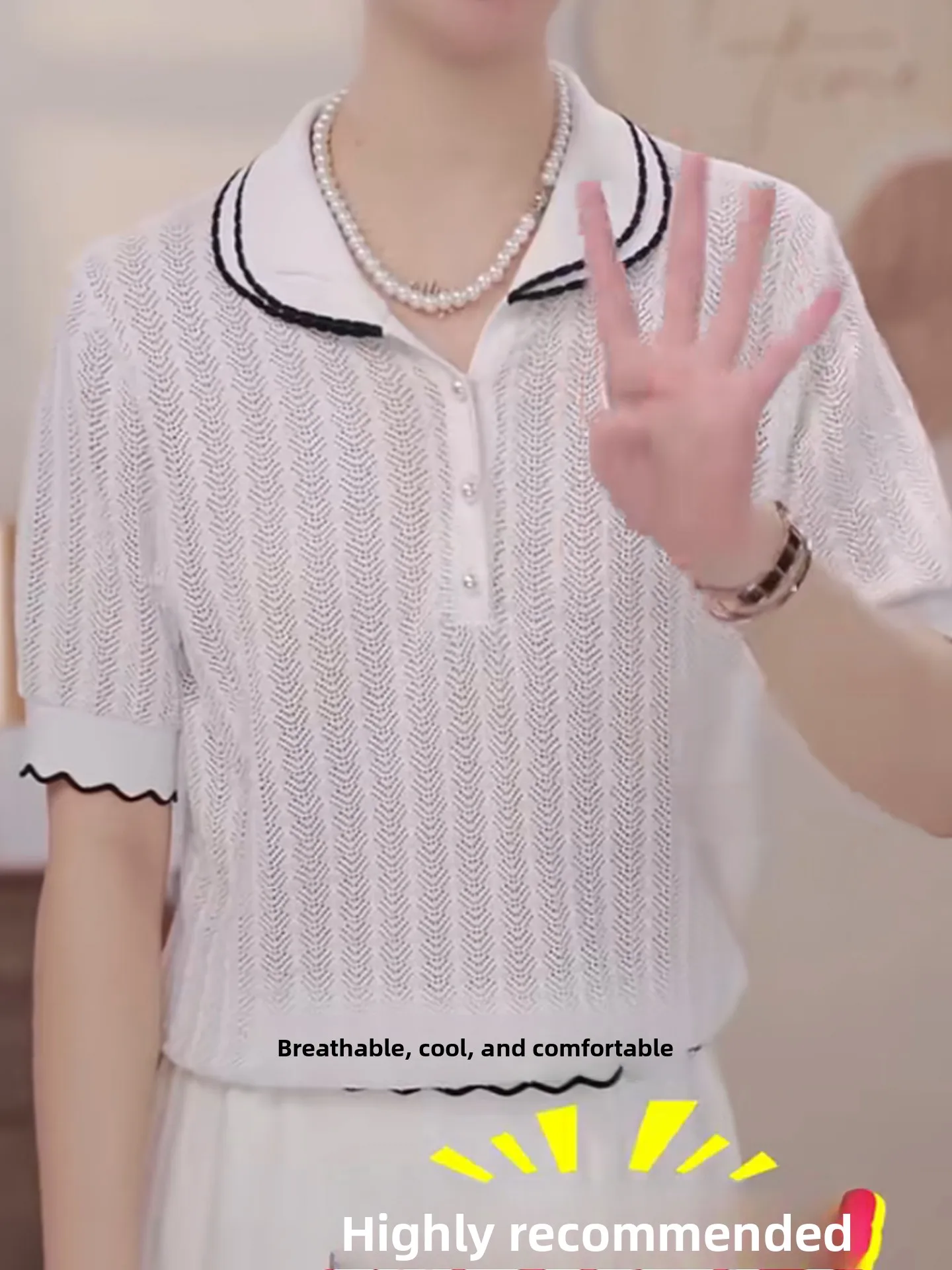 

Color Blo Luxury Casual Summer ort Sve Knitted Ice Silk Top Women's Faionable Unique Ne Pullover Korean Sle