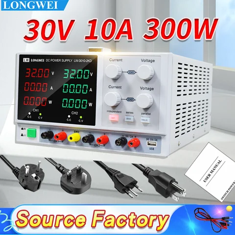 Longwei LW-3010-2KD 30V10A DC Power Supply An Adjustable Digital Lab Bench Power Stabilizer and Incorporating Switching Power