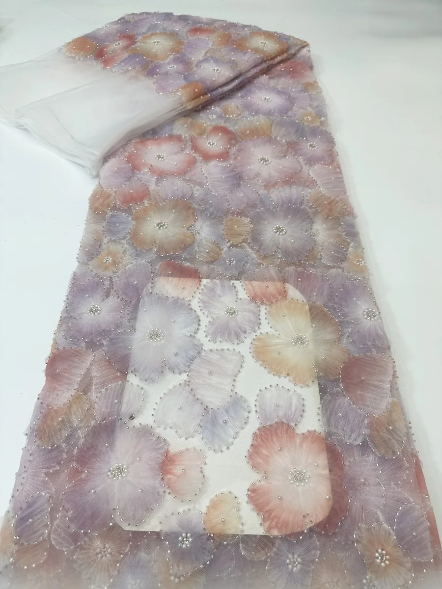 

Новейшие красочные 3D бусины ручной работы, африканская нигерийская кружевная ткань, 20225, высокое качество, французская кружевная ткань с бисером для вечерние шитья LYX2505