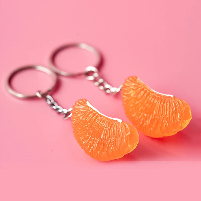 Cartoon Simulatie Oranje Sleutelhanger Eenvoudig Fruit Sleutelhanger Sleutel Charme Oortelefoon Opknoping Decoratie Tas Hanger Geschenken