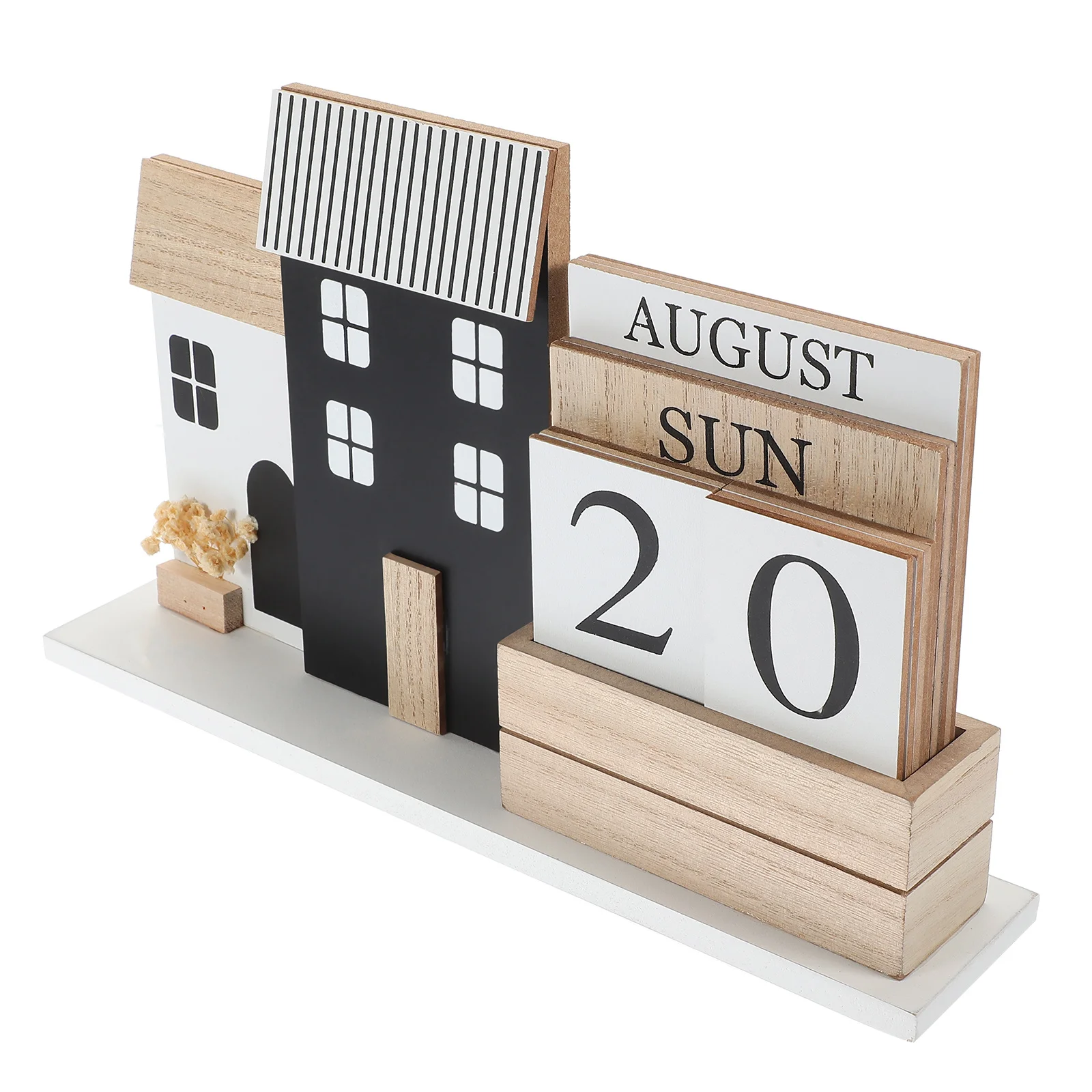 

Wooden Perpetual Calendar Desk Accessory Reusable Decorative Home Office Tabletop Gift Desk Calendar Desktop Decoration