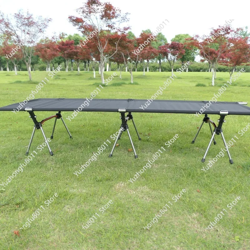 Heavy Duty Adjustable Height Folding Bed Aluminum Alloy Dual Use Single Bed with Carry Bag Portable Storable Camping Nap Bed