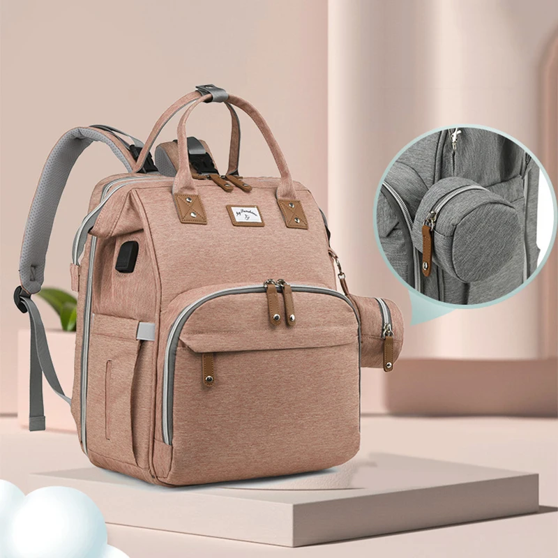 

Fashion Mommy Diaper Bags with Diaper Pad Nursing Bags Maternity USB Multifunctional Portable Large Baby Stroller Hanging Bag