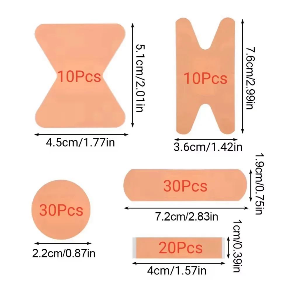 100 Uds vendaje adhesivo de varios tamaños cinta Irregular impermeable yeso para heridas básico quirúrgico nudillo punta del dedo tiras para heridas
