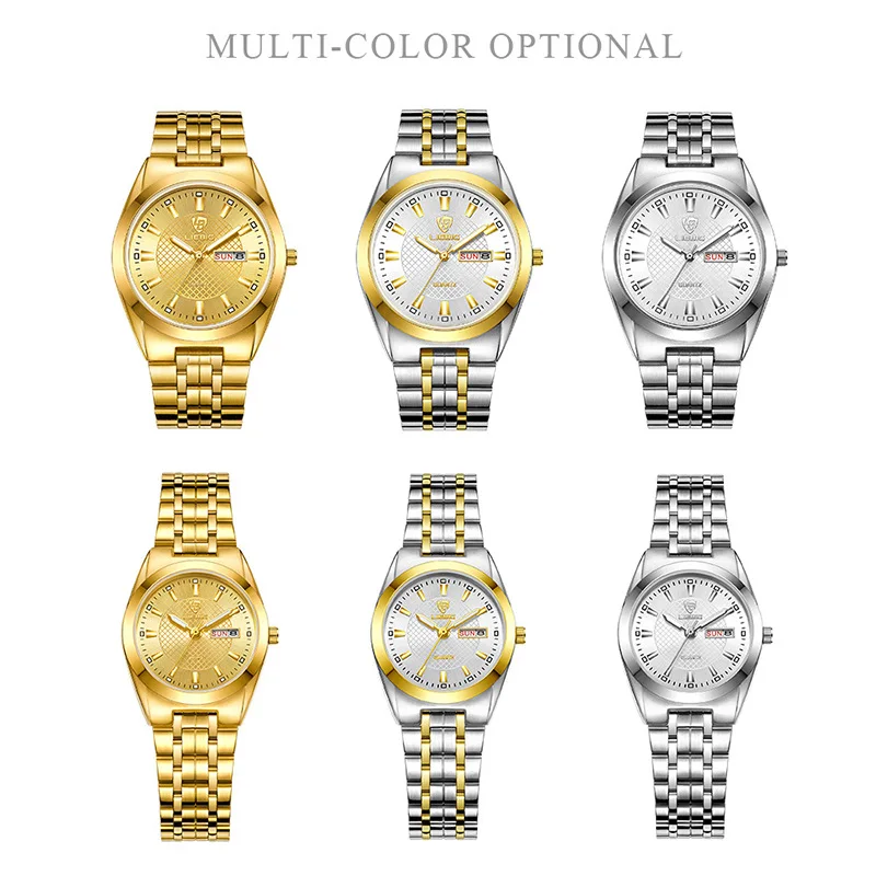 Laibinji Brand Couple's Watch Fashion Waterproof Men Women Vintage Wrist Watch Week Calendar Quartz Watch