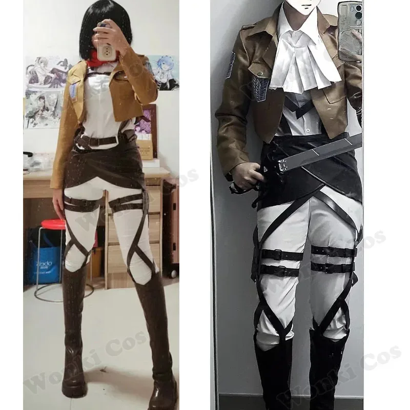 

CyMikasa Ackerman Cosplay Costume Eren Jaeger Levi Rivaille Shingeki No Cosplay Kyojin Cape Full Set for Men Women Outfits