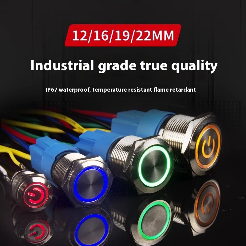 

Metal Push Button 12/16/19/22mm waterproof Self-locking Self recovery 3v 6v 12v 24v 110v 220v ip65 LED light on off switch power