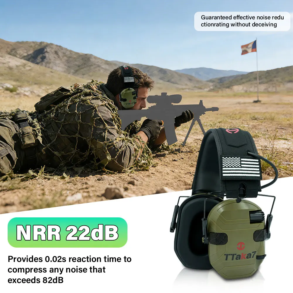

Tactical Shooting Earmuffs with Electronic Sound Enhancement - Active Noise Reduction Hearing Protection for Outdoor Use