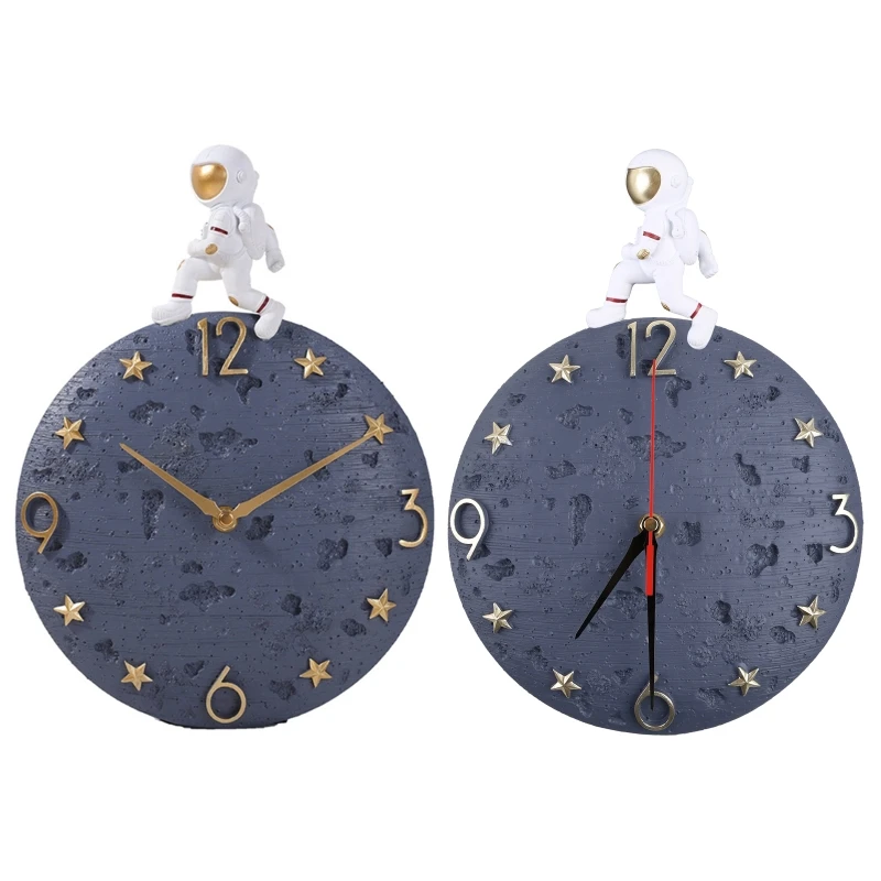 

for Creative Astronaut Wall Clock Modern Light Luxury Cosmonaut Clock Resin Craf Drop shipping