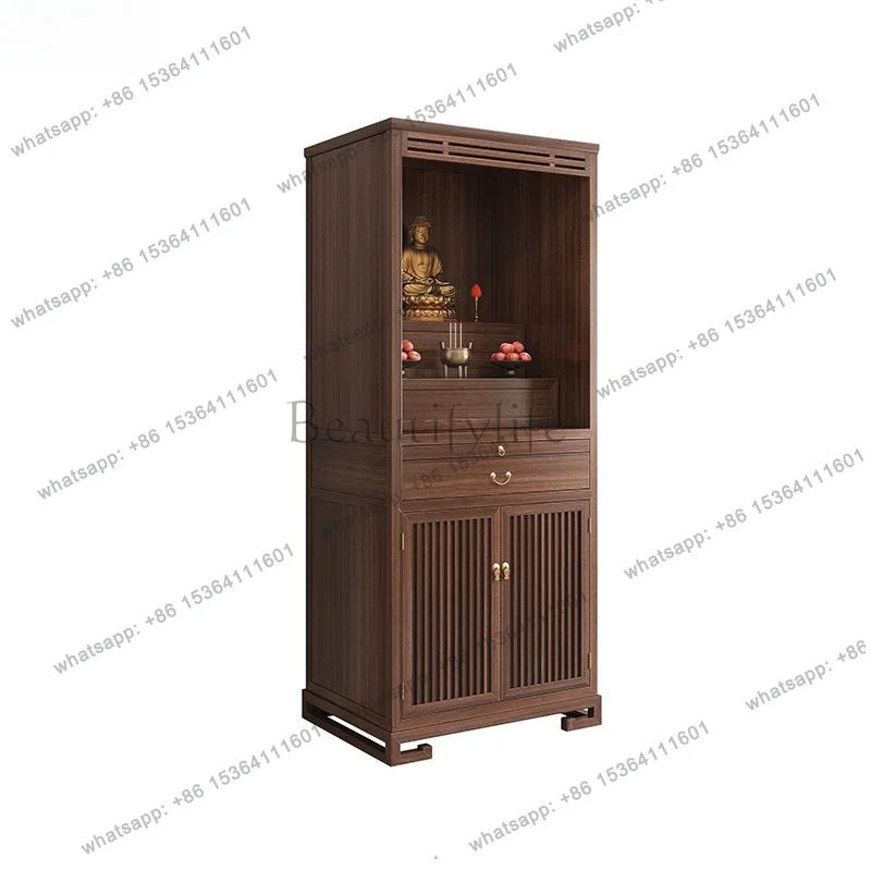 FG black walnut solid wood home new Chinese modern simple vertical cabinet shrine cabinet shrine table