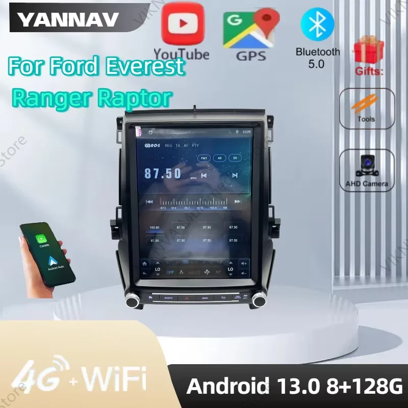 

12,3-дюймовый радиоприемник для Ford Everest Ranger Raptor 2015-2022, автомобильный мультимедийный плеер с сенсорным экраном Tesla, Android, стереонавигация