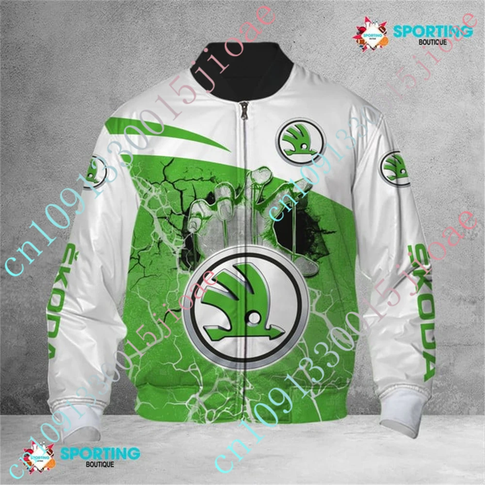 

Skoda Jackets For Men's Clothing Harajuku Parkas Windbreaker Bomber Jacket Techwear Baseball Uniform Thick Coat Custom Logo