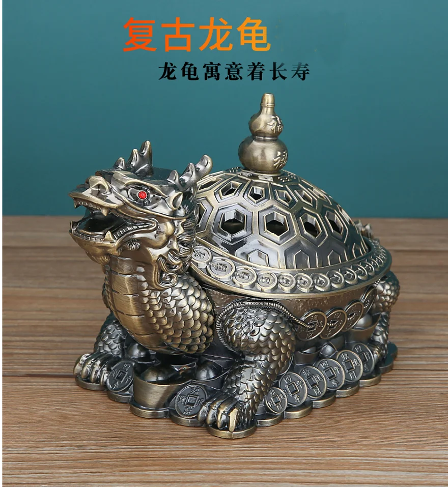 BEST gift Southeast Asia Good luck Dragon turtle ashtray statue mascot HOME office shop BAR CLUB Decoration bring wealth fortune
