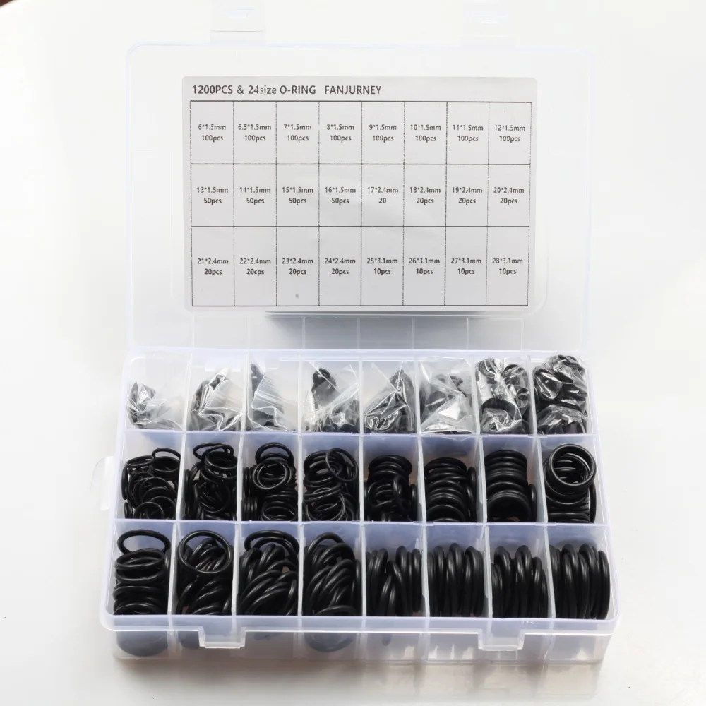 1200Pcs 24Sizes Universal Car Air Conditioning HNBR O Rings Auto Repair Tools Compressor Rubber Rings Sealant Car Accessories