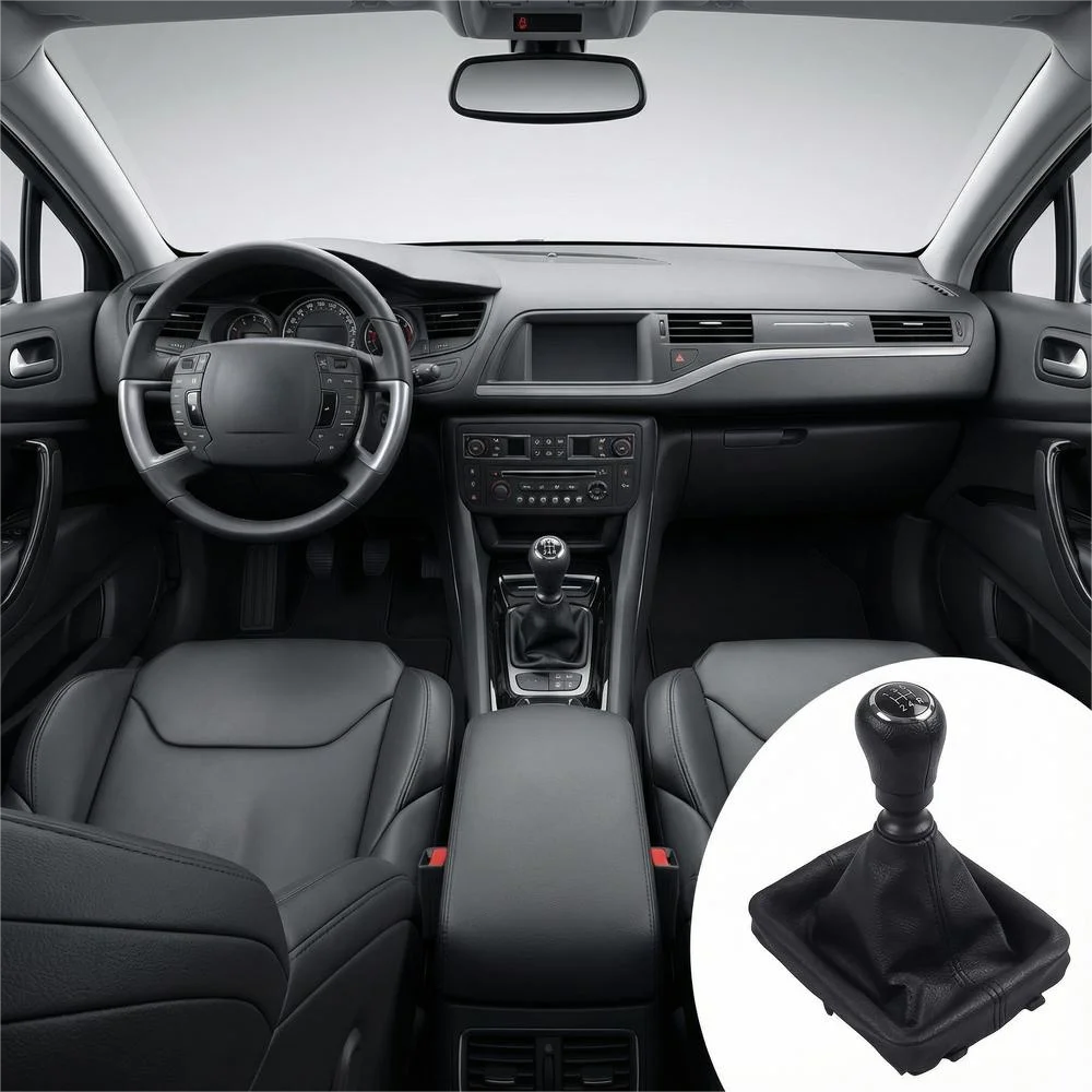 For Peugeot 206 207 307 C2 Gear Shift Knob Shifter Lever 5 Speed Handball Stick Gaiter Boot Cover Auto Interior Car Accessories