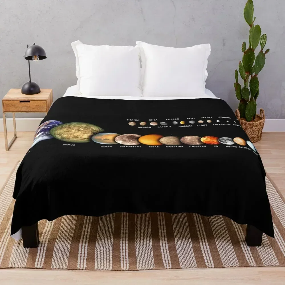 

Moons of the Solar System Throw Blanket Fuzzy Plush Throw Blanket for Sofa Chair