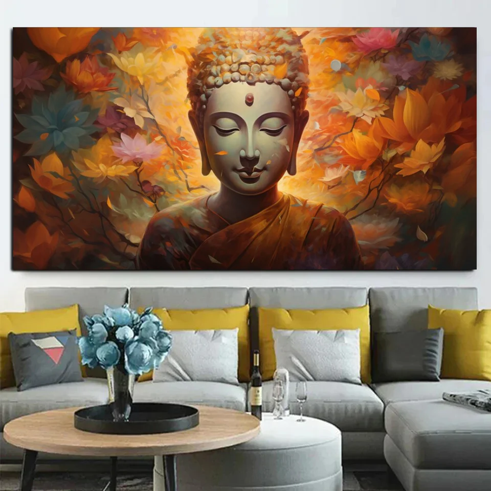 New 2024 DIY 5D Diamond Painting Buddha in Autumn Leaves Full Round Square Diamond Embroidery Mosaic Cross Stitch Kits