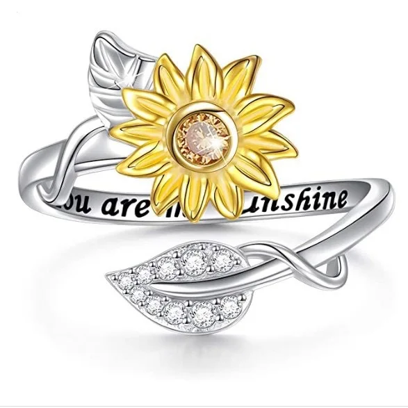 925 Sterling Silver Adjustable Flower Open Ring Tarnish Resistant Long Lasting Shiny Stylish Finger Jewelry Gift