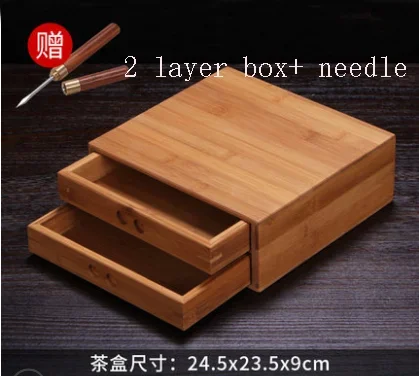 Bamboo Tea Box Caddies Needle Set Canister For Storage Puer Tea 357g Chinese Tea Pu-er Tea 1pc