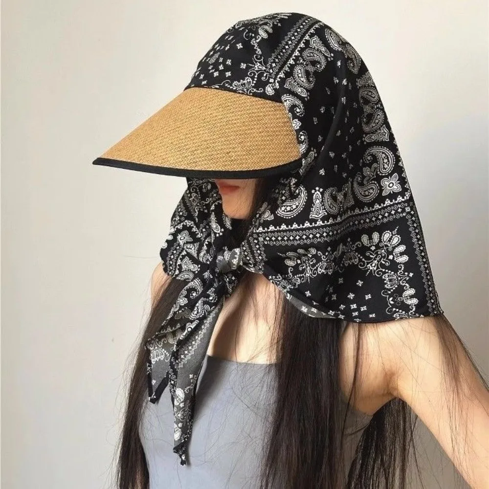 Fashion Polka Dots Women's Headscarf Hat Wide Brim Breathable Beach Sun Hat Full Wrap UV Protection Bucket Hat Summer Outdoor