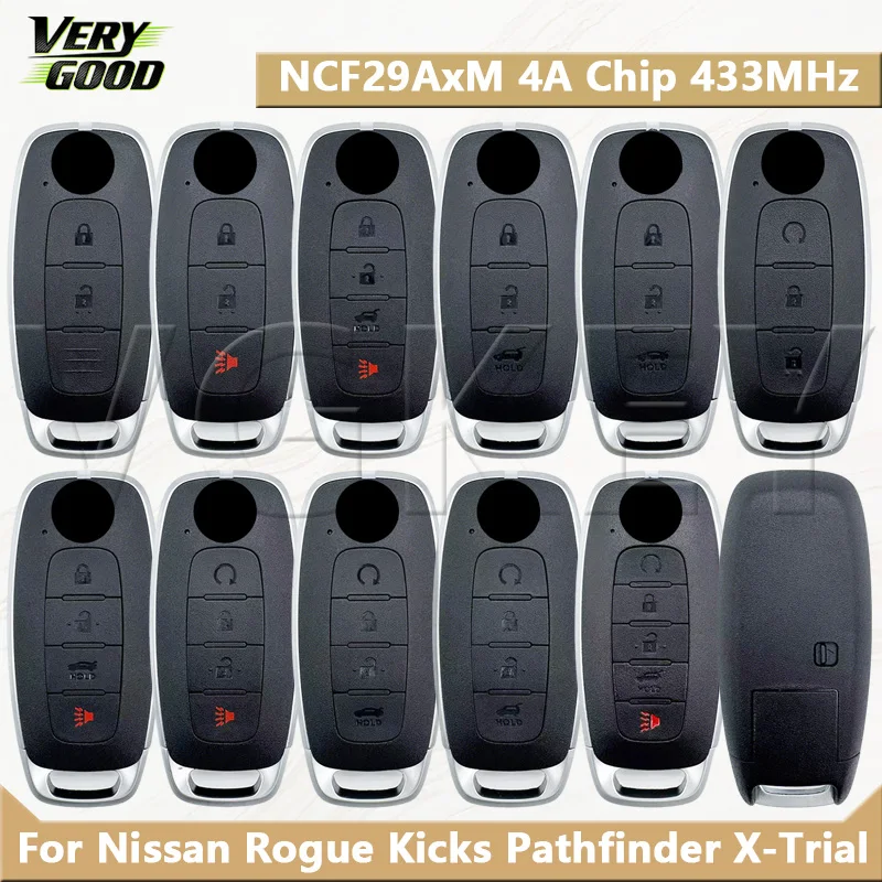 Chave Remota Inteligente VG para Nissan Rogue, Kicks, Ariya, Versa, Pathfinder, Ignis, X-Trial 2022+ NCF29AxM 4A Chip 433MHz KR5TXPZ1/Z2/Z3