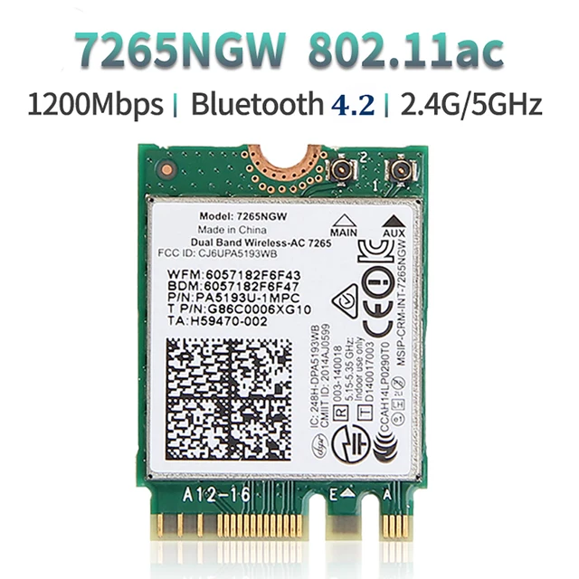 AC1200 WiFi Card 7265NGW 1200Mbps Bluetooth 4.2 M.2 802.11AC Dual Band 2.4G 5G Wireless Card AC7265 2 AC1200 WiFi Card 7265NGW 1200Mbps Bluetooth 4.2 M.2 802.11AC Dual Band 2.4G 5G Wireless Card AC7265 2